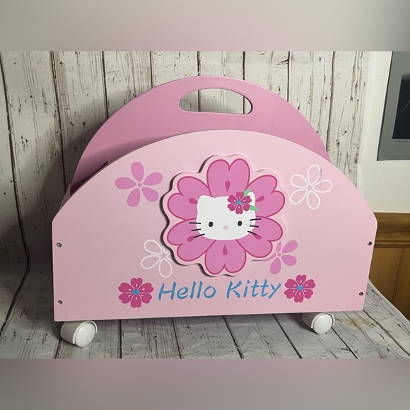 Vintage Hello Kitty Wooden Storage Cart Caddy Rolling Heavy Sanrio 2002 - Picture 1 of 14